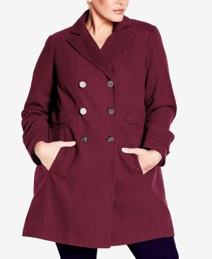 Большие размеры Пальто с пуговицами в стиле милитари AVENUE, красный Avenue