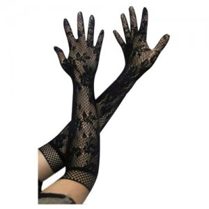 Перчатки женские взрослые кружевные Гэтсби длинные ажурные гипюр черные, 2 шт. Happy Pirate. Цвет: черный