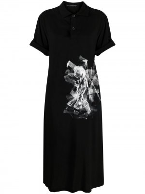 Рубашка поло с абстрактным принтом Yohji Yamamoto. Цвет: черный