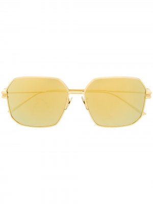 Солнцезащитные очки BV1047S в шестиугольной оправе Bottega Veneta Eyewear. Цвет: золотистый