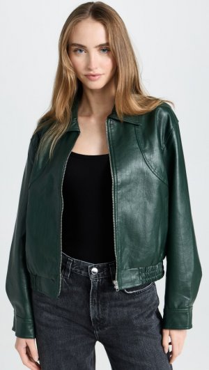 Куртка Waistband Leather Short, зеленый Moon River