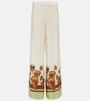 Широкие шелковые брюки arisaema с высокой посадкой Adriana Degreas, белый DEGREAS