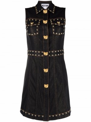 Джинсовое платье с заклепками Moschino. Цвет: черный