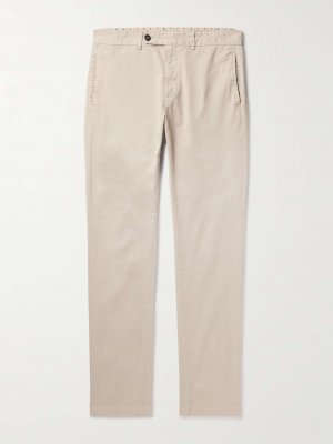 Узкие прямые брюки из смесового хлопка со складками MASSIMO ALBA, бежевый Alba