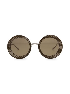 Круглые солнцезащитные очки 63MM , цвет Ruthenium Alaïa