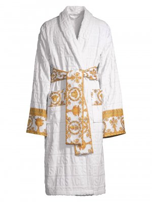 Банный халат с логотипом в стиле барокко , белый Versace