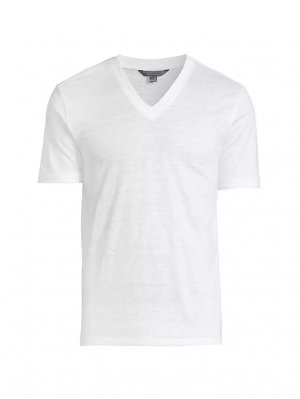 Льняная футболка с V-образным вырезом , белый John Varvatos