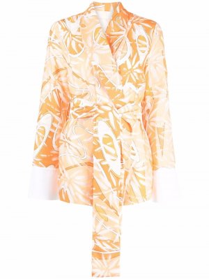 Patterned tie-fastening robe Sara Battaglia. Цвет: оранжевый