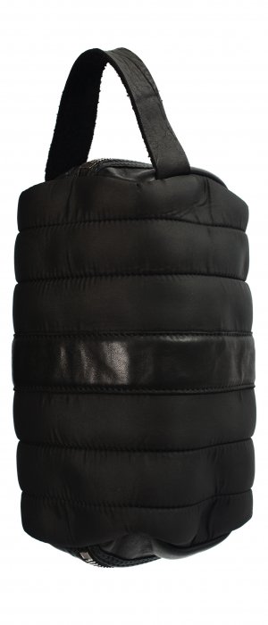 Черная сумка-косметичка с кожаными вставками Guidi