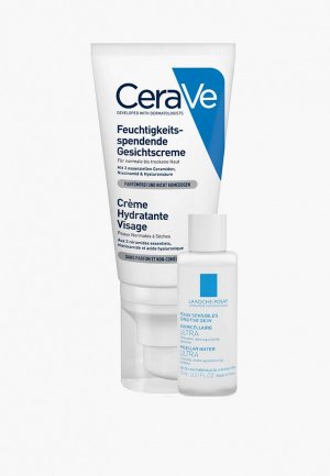 Набор для ухода за лицом CeraVe : Увлажняющий лосьон нормальной и сухой кожи лица, 52 мл + Мицеллярная вода La Roche-Posay ULTRA чувствительной кожи, 15 мл, В ПОДАРОК. Цвет: прозрачный