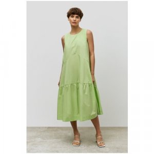 Платье , хлопок, повседневное, свободный силуэт, макси, размер 44, зеленый Baon. Цвет: зеленый