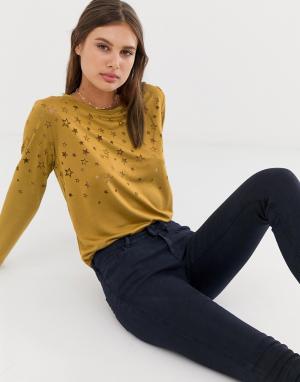 Лонгслив с принтом звездочек Maison Scotch. Цвет: желтый