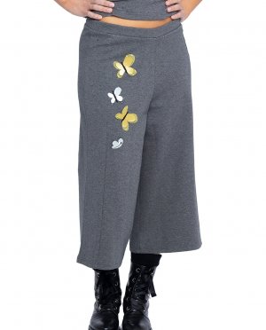 Женские брюки с эластичным поясом и вышивкой спереди , серый Mamatayoe. Цвет: серый