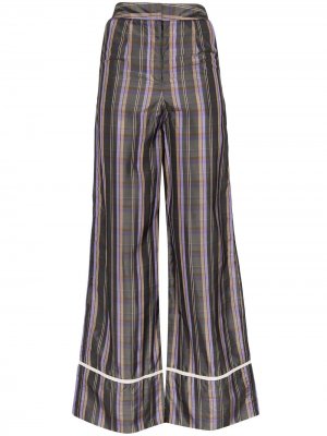 Клетчатые брюки широкого кроя N Duo. Цвет: серый