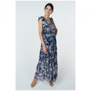 Длинное летнее платье с цветочным рисунком 5743 Синий 44 La Vida Rica. Цвет: синий