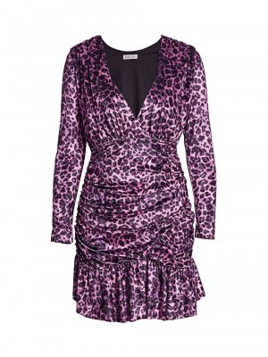 Бархатное мини-платье с леопардовым принтом Beverley , фиолетовый Delfi