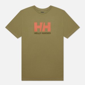 Мужская футболка HH Logo Helly Hansen. Цвет: оливковый