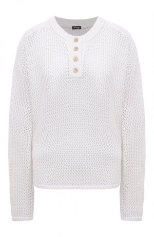 Хлопковый пуловер Kiton. Цвет: белый