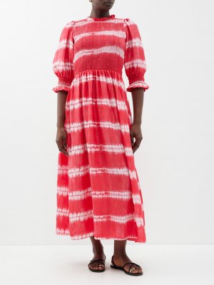 Платье миди julia с присборками и принтом тай-дай , красный Muzungu Sisters