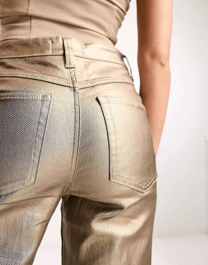 Узкие прямые джинсы ASOS золотого металлика
