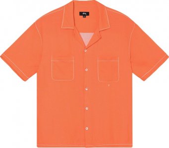 Рубашка Contrast Pick Stitched Shirt 'Peach', оранжевый Stussy
