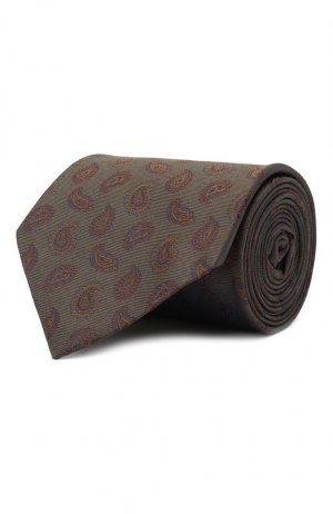 Шелковый галстук Brioni. Цвет: хаки