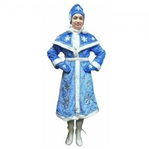Костюм Снегурочки (люкс), искусственный мех, размеры 44-50, рост 170 см, Бока. Цвет: синий