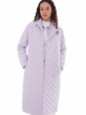 Утеплённое пальто с отложным воротником и поясом zolla. Цвет: лиловый