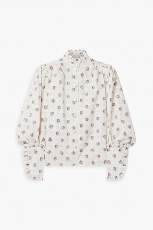 Блуза Deneuve из хлопкового поплина с принтом и оборками ANNA MASON, кремовый Mason