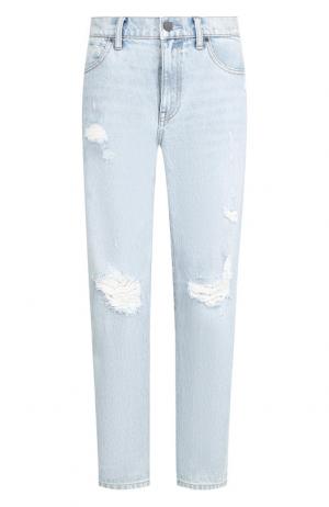 Укороченные джинсы с потертостями Denim X Alexander Wang. Цвет: хаки