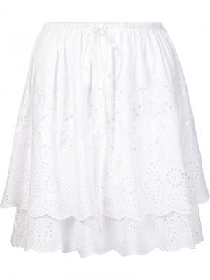 Многослойная ажурная юбка Suno. Цвет: белый