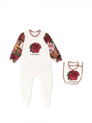Комплект из пижамы с нагрудником Dolce & Gabbana Kids. Цвет: белый