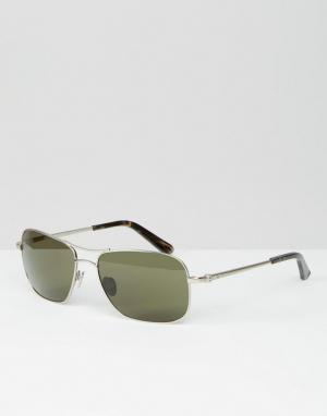 Серебристые солнцезащитные очки в квадратной оправе Calvin Klein. Цвет: серебряный