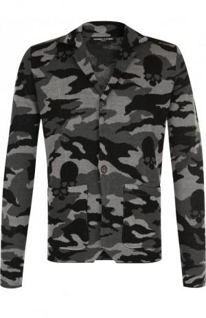Однобортный льняной пиджак с камуфляжным принтом Gemma. H. Цвет: черный