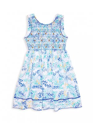 Мини-платье Amelie для маленьких девочек и , цвет white blue tulipe Poupette St Barth