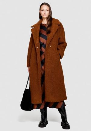 Пальто меховое Sisley. Цвет: коричневый