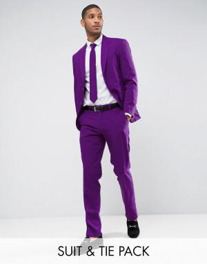 Фиолетовый облегающий костюм и галстук OppoSuits PROM Oppo Suits. Цвет: фиолетовый