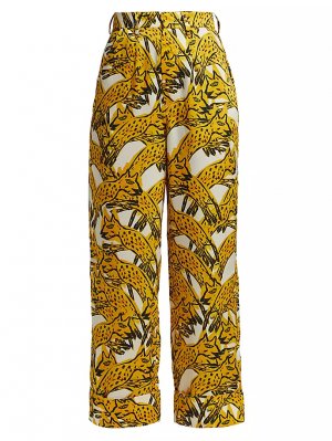 Прямые брюки с принтом «Гепарды», желтый AZ Factory