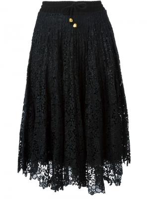 Кружевная юбка миди Maria Lucia Hohan. Цвет: чёрный