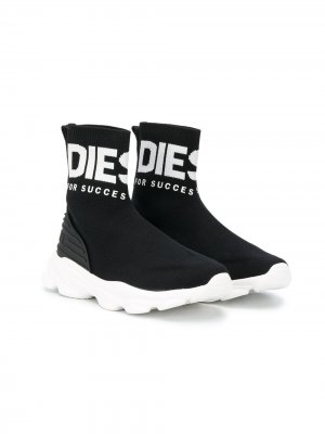 Кроссовки-носки с логотипом Diesel Kids. Цвет: черный