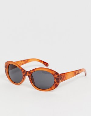 Овальные солнцезащитные очки в черепаховой оправе -Коричневый Monki