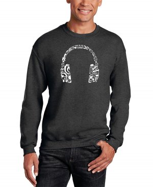 Мужская музыкальная нота наушники word art crewneck sweatshirt LA Pop Art, серый