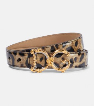 Лакированный ремень dg с леопардовым принтом, мультиколор Dolce&Gabbana