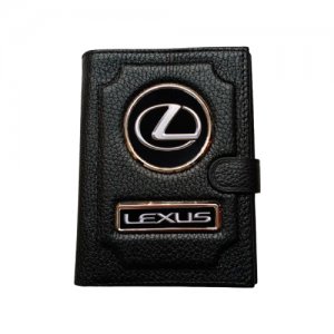 Обложка для автодокументов и паспорта Lexus (лексус) кожаная флотер 4 в 1