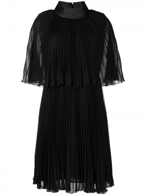 Плиссированное платье с кейпом Edward Achour Paris. Цвет: черный