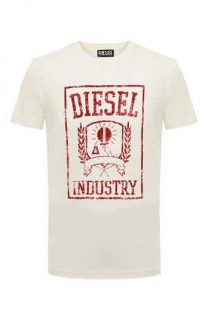 Хлопковая футболка Diesel. Цвет: кремовый