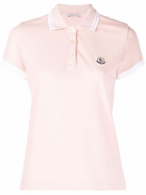 Рубашка поло с нашивкой-логотипом Moncler. Цвет: розовый