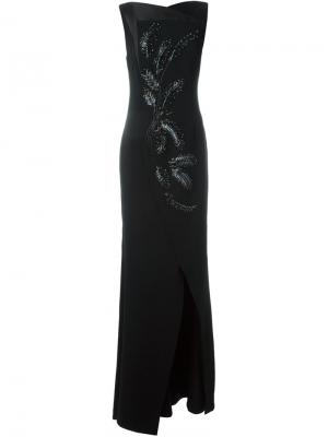 Длинное платье с вышивкой бисером Antonio Berardi. Цвет: чёрный