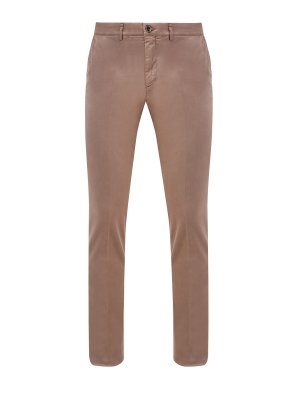 Зауженные брюки из эластичного габардина с литой символикой PESERICO. Цвет: бежевый