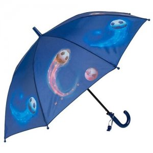 Зонт детский для мальчиков Футбольный мяч со свистком, космос синий Baziator. Цвет: синий